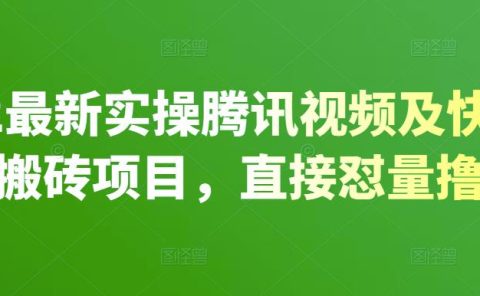 2022最新实操腾讯视频及快看点无脑搬砖项目,直接怼量撸收益