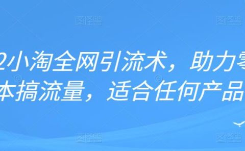 2022年小淘全网引流术,助力零成本搞流量,适合任何产品
