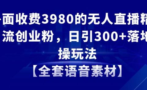 无人直播精准引流创业粉，日引300+落地实操玩法【全套语音素材】