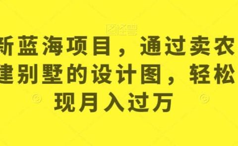 最新蓝海项目，通过卖农村自建别墅的设计图，轻松实现月入过万【揭秘】