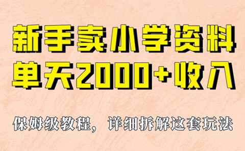 我如何通过卖小学资料，实现单天2000+，实操项目，保姆级教程+资料+工具