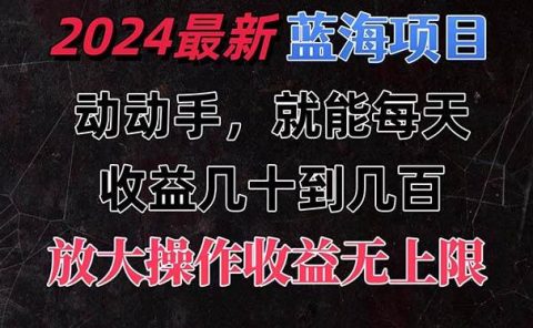 有手就行的2024全新蓝海项目,每天1小时收益几十到几百,可放大操作收...