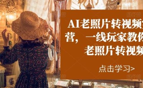 AI老照片转视频实操训练营，一线玩家教你AI老照片转视频