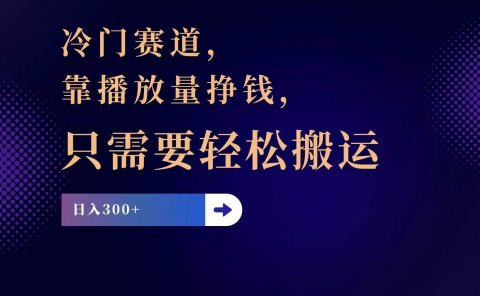 冷门赛道,靠播放量挣钱,只需要轻松搬运,日赚300+