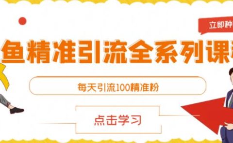闲鱼精准引流全系列课程，每天引流100精准粉【视频课程】
