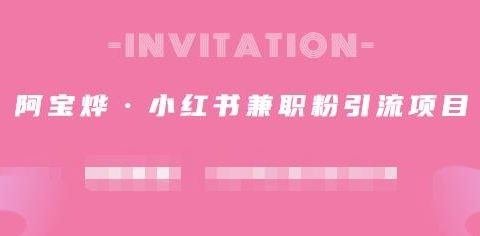 阿宝烨·小红书兼职粉引流项目,流量大,引流效果好【视频课程】