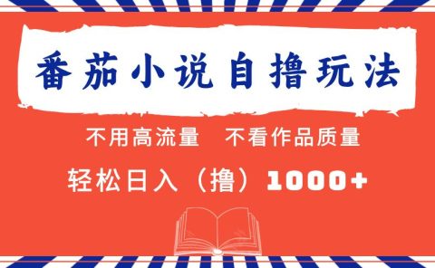 番茄小说最新自撸 不看流量 不看质量 轻松日入1000+