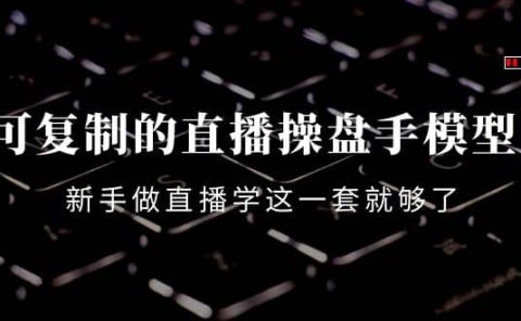 可复制的直播操盘手模型：新手做直播就学这一套就够了（12节课）