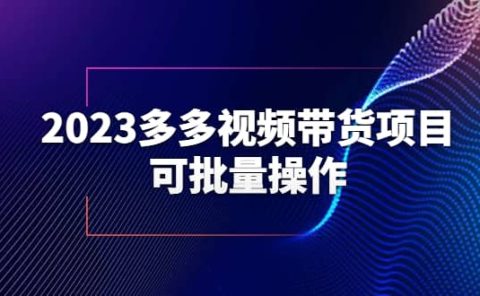 2023多多视频带货项目，可批量操作【保姆级教学】