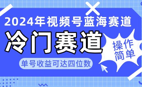 2024视频号冷门蓝海赛道，操作简单 单号收益可达四位数（教程+素材+工具）