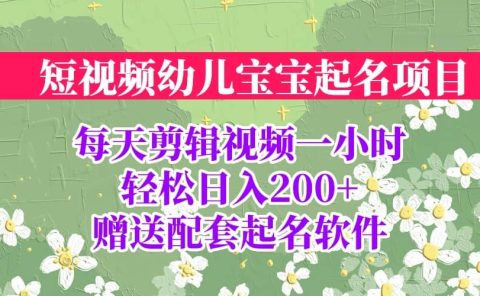 短视频幼儿宝宝起名项目，全程投屏实操，赠送配套软件