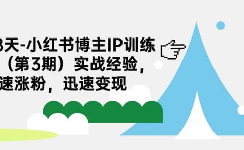 28天-小红书博主IP训练营（第3期）实战经验，快速涨粉，迅速变现