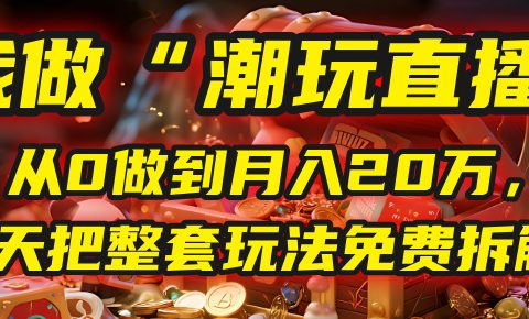 做“潮玩直播”，从0做到月入20万，今天把整套玩法免费拆解！