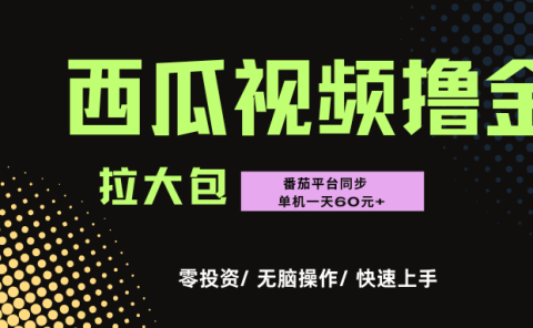 西瓜,番茄,撸金项目,单机一天轻松60元+,可无线放大化去做,零投资