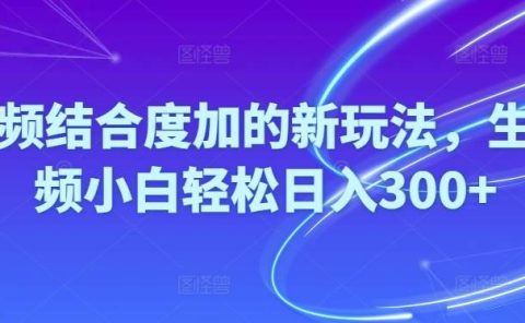 Ai视频结合度加的新玩法,生成视频小白轻松日入300+