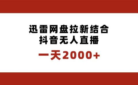 一天2000+迅雷网盘拉新结合抖音无人直播，独创玩法保姆级教学