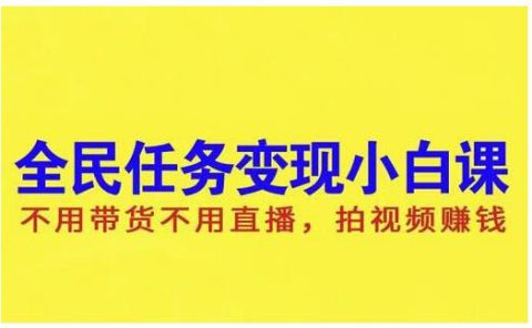 抖音全民任务变现小白课，不用带货不用直播，拍视频就能赚钱