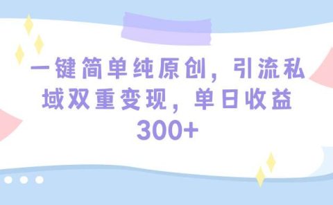 一键简单纯原创，引流私域双重变现，单日收益300+（教程+素材）