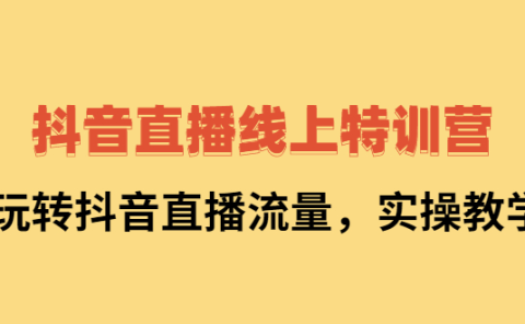 抖音直播线上特训营：玩转抖音直播流量，实操教学