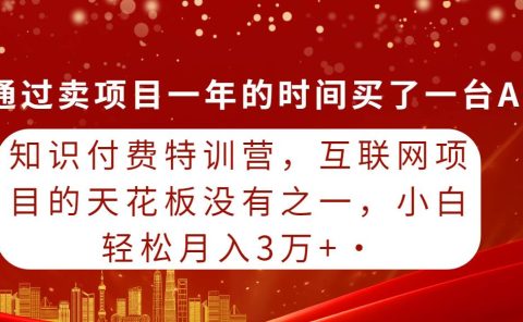 知识付费特训营，互联网项目的天花板，没有之一，小白轻轻松松月入三万+