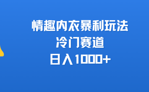 情趣内衣暴利玩法，冷门赛道，日入1000+