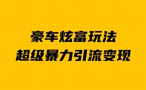豪车炫富独家玩法，暴力引流多重变现，手把手教学