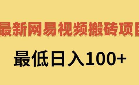 2022网易视频搬砖赚钱,日收益120(视频教程+文档)