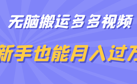 无脑搬运多多视频，新手也能月入过万