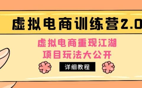小红书虚拟电商训练营2.0，虚拟电商重现江湖，项目玩法大公开【详细教程】