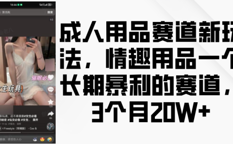 情趣用品一个长期暴利的赛道，成人用品赛道新玩法，3个月20W+