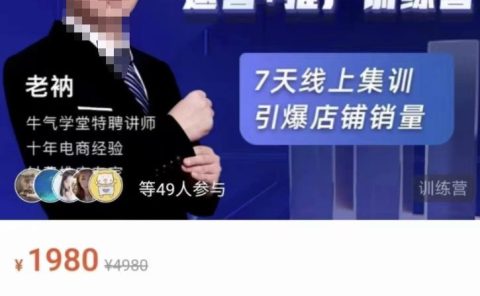 牛气学堂【精准人群】运营+推广训练营,7天线上集训,引爆店铺销量