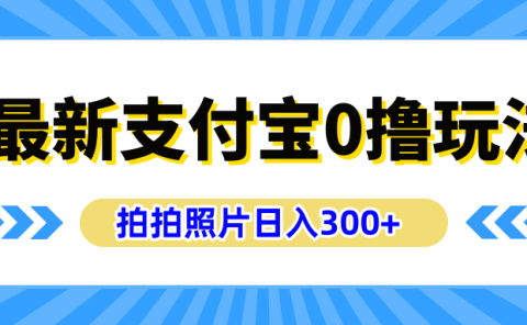 最新支付宝0撸玩法，拍照轻松赚收益，日入300+有手机就能做