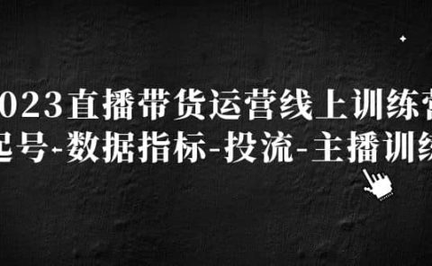 2023直播带货运营线上训练营，起号-数据指标-投流-主播训练