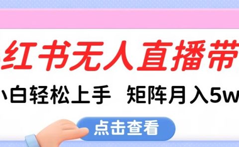 小红书无人直播带货,小白轻松上手,可矩阵月入5w+