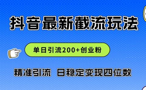 2024年抖音评论区最新截流玩法,日引200+创业粉,日稳定变现四位数实操...