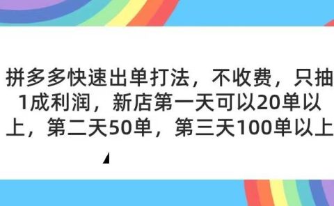 拼多多2天起店,只合作不卖课不收费,上架产品无偿对接,只需要你回...