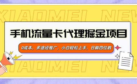 手机流量卡代理掘金项目,0成本,多途径推广,小白轻松上手,日躺四位数