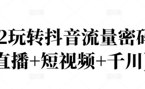 2022玩转抖音流量密码,(直播+短视频+千川)