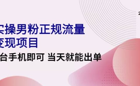 2022实操男粉正规流量变现项目,一台手机即可 当天就能出单【视频课程】