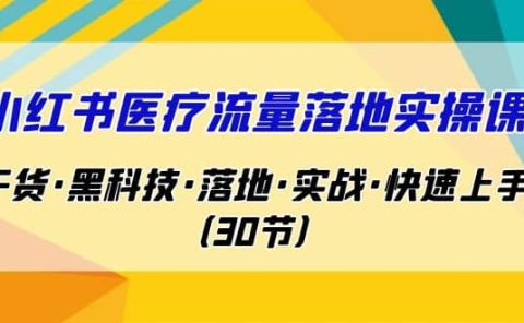 小红书·医疗流量落地实操课，干货·黑科技·落地·实战·快速上手（30节）
