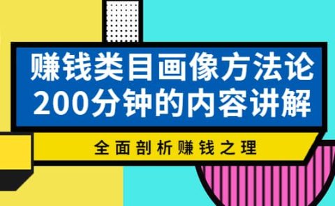 赚钱类目画像方法论,200分钟的内容讲解,全面剖析赚钱之理