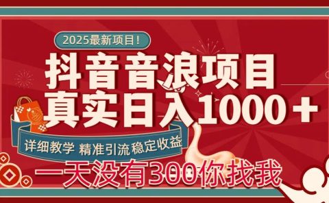 每天稳定1000+抖音音浪项目稳定收益可当主业和副业