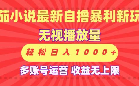 最新番茄小说自撸暴利新玩法！无视播放量，可放大，轻松日入1000+，收益无上限！