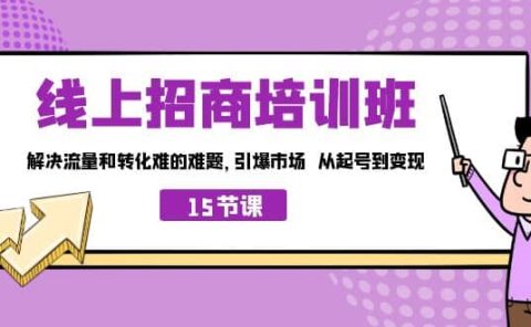 线上·招商培训班，解决流量和转化难的难题 引爆市场 从起号到变现（15节）