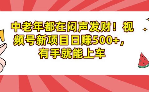 中老年都在闷声发财！视频号新项目日赚500+，有手就能上车