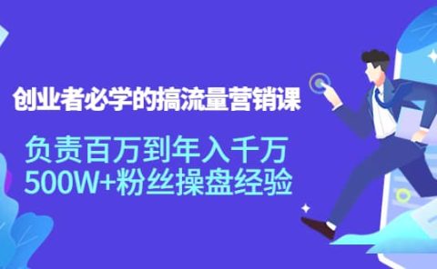 创业者必学的搞流量营销课：负责百万到年入千万，500W+粉丝操盘经验