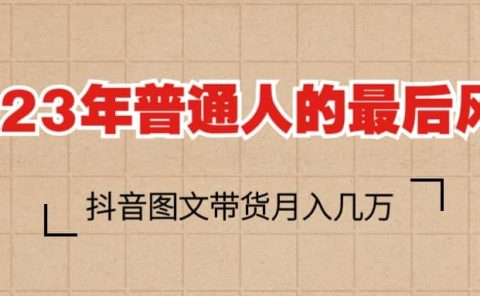 2023普通人的最后风口，抖音图文带货月入几万+