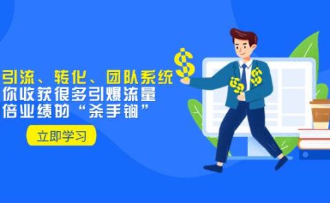 教你打造引流、转化、团队系统，让你收获很多引爆流量、翻倍业绩的“杀手锏”