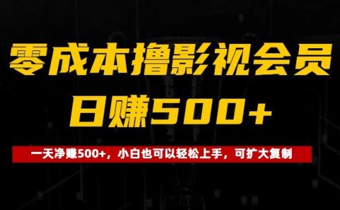 0成本撸影视会员，一天净赚500+，小白也可以轻松上手，可扩大复制