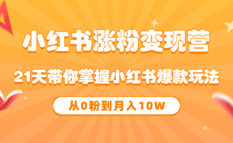 《小红书涨粉变现营》21天带你掌握小红书爆款玩法 从0粉到月入10W